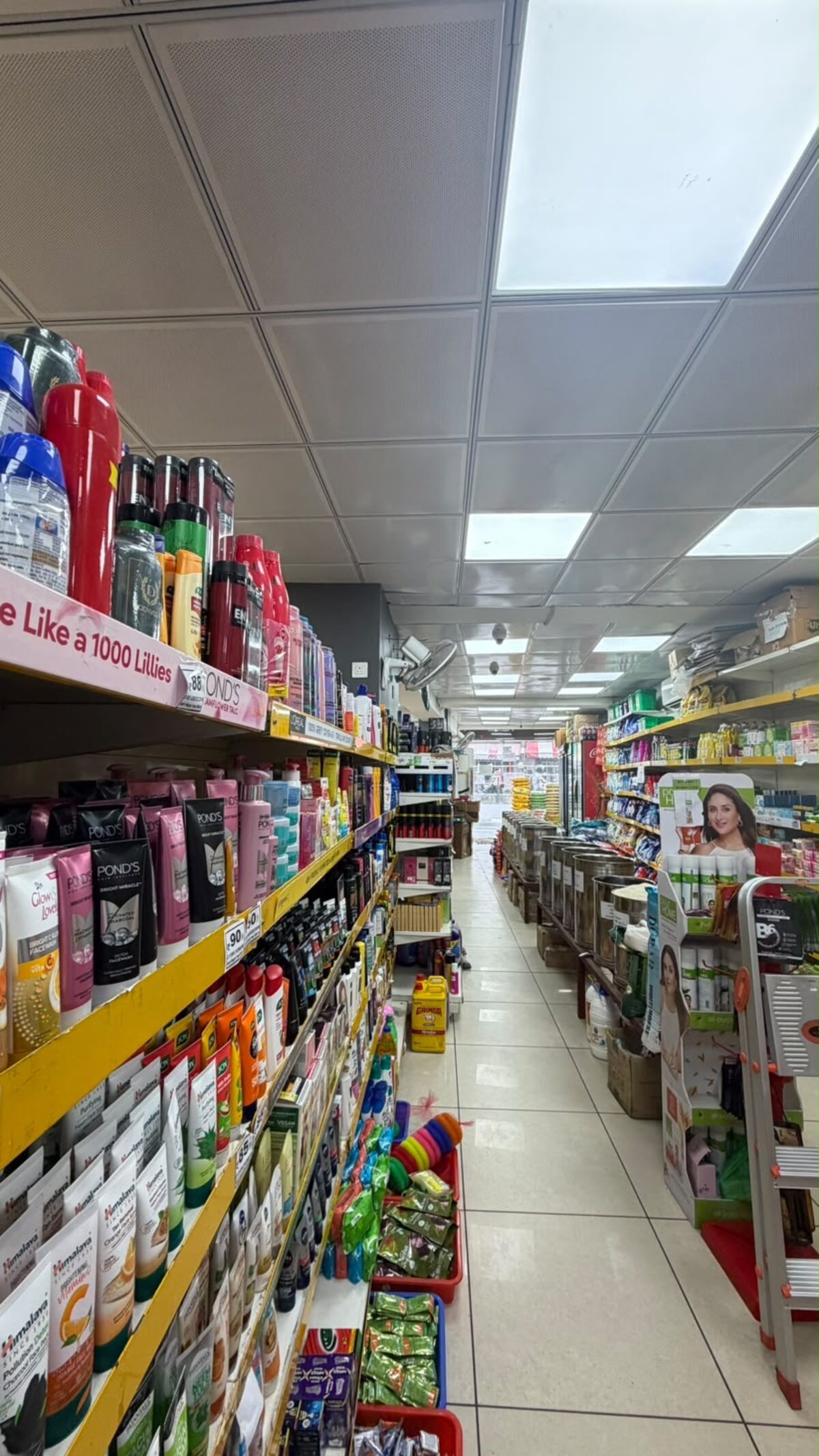 Aisle of cosmetics and personal care products